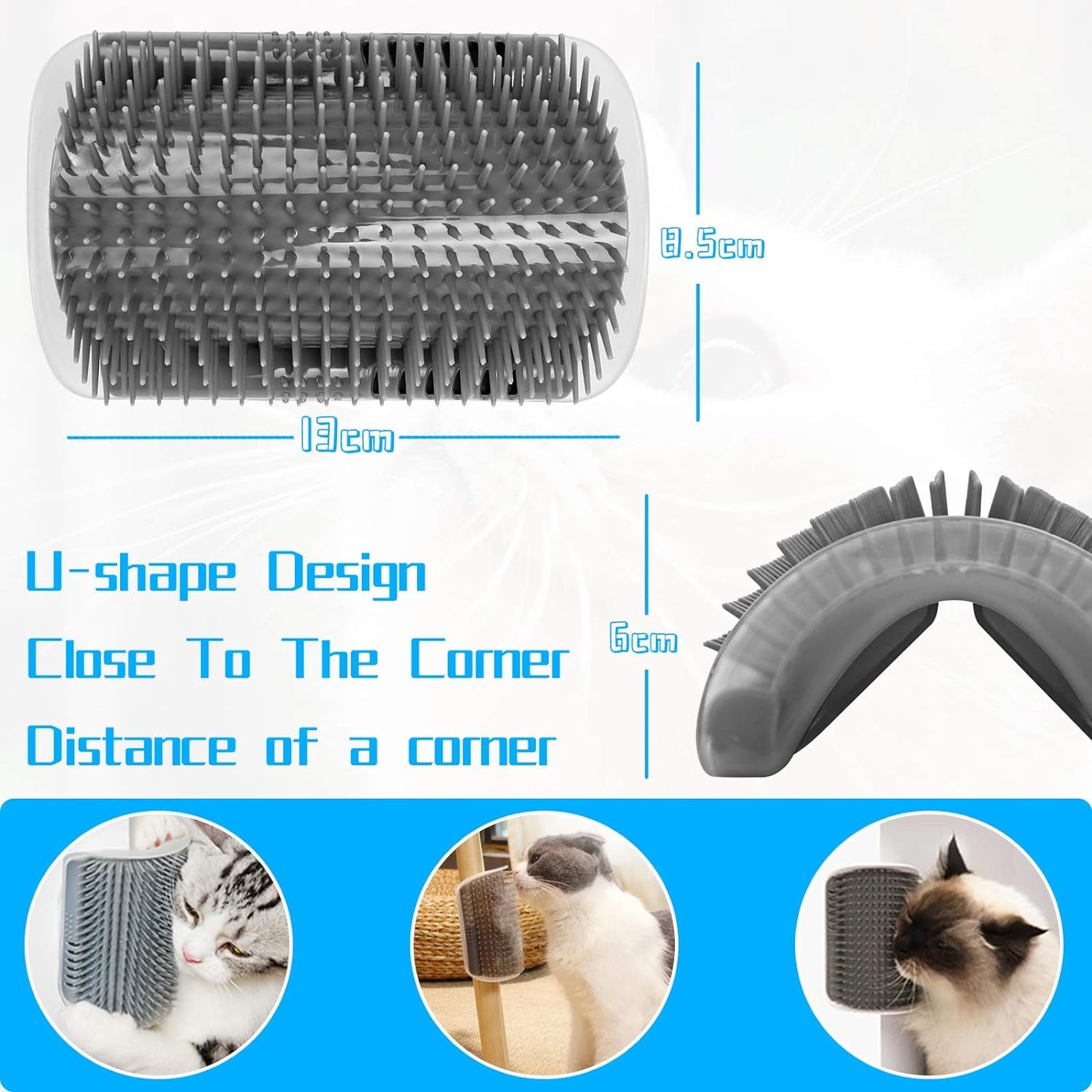 2 Pack Wall Corner Cat Groomer, Massage Combs for Short & Long Fur - Face Scratcher and Softer Massager Toy for Kittens and Puppies